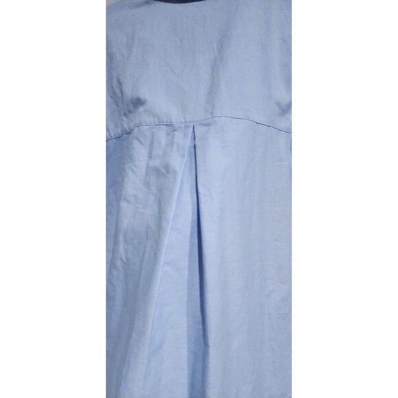 ZARA WOMAN OVERSIZED SATIN EFFECT POPLIN BUTTON DOWN SHIRT BLUE L - Picture 4 of 13